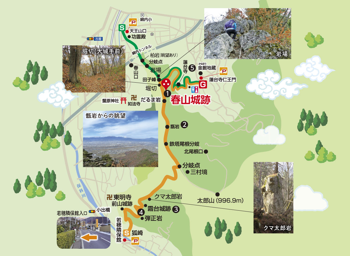 春山跡トレッキングマップ 片道 約1時間コース